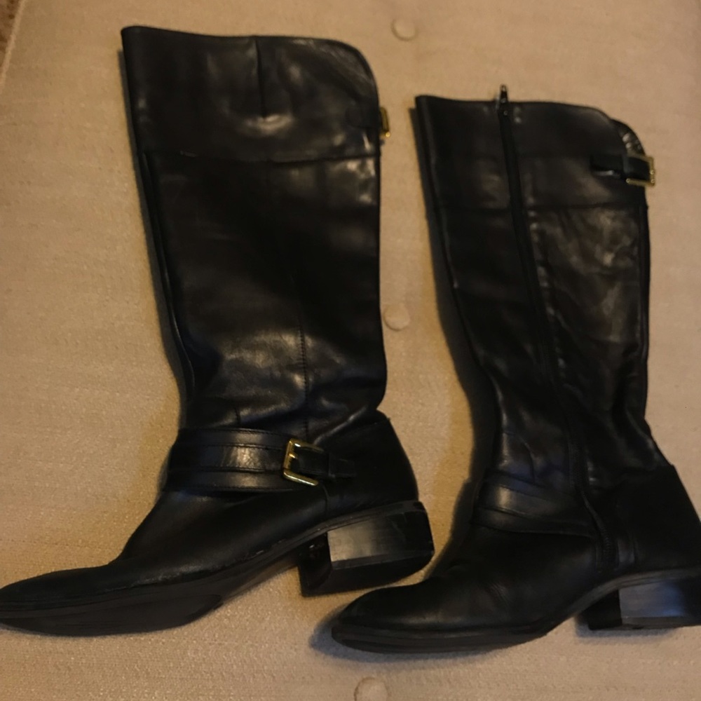 Ralph Lauren Black Knee High Leather Boots